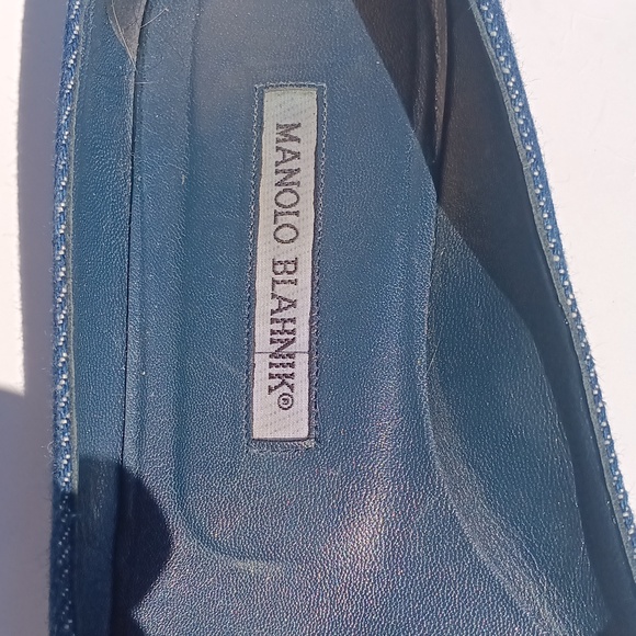 Manolo Blahnik TERE Jeans Denim Round Toe Ballet Flats Size 7 - Picture 3 of 10